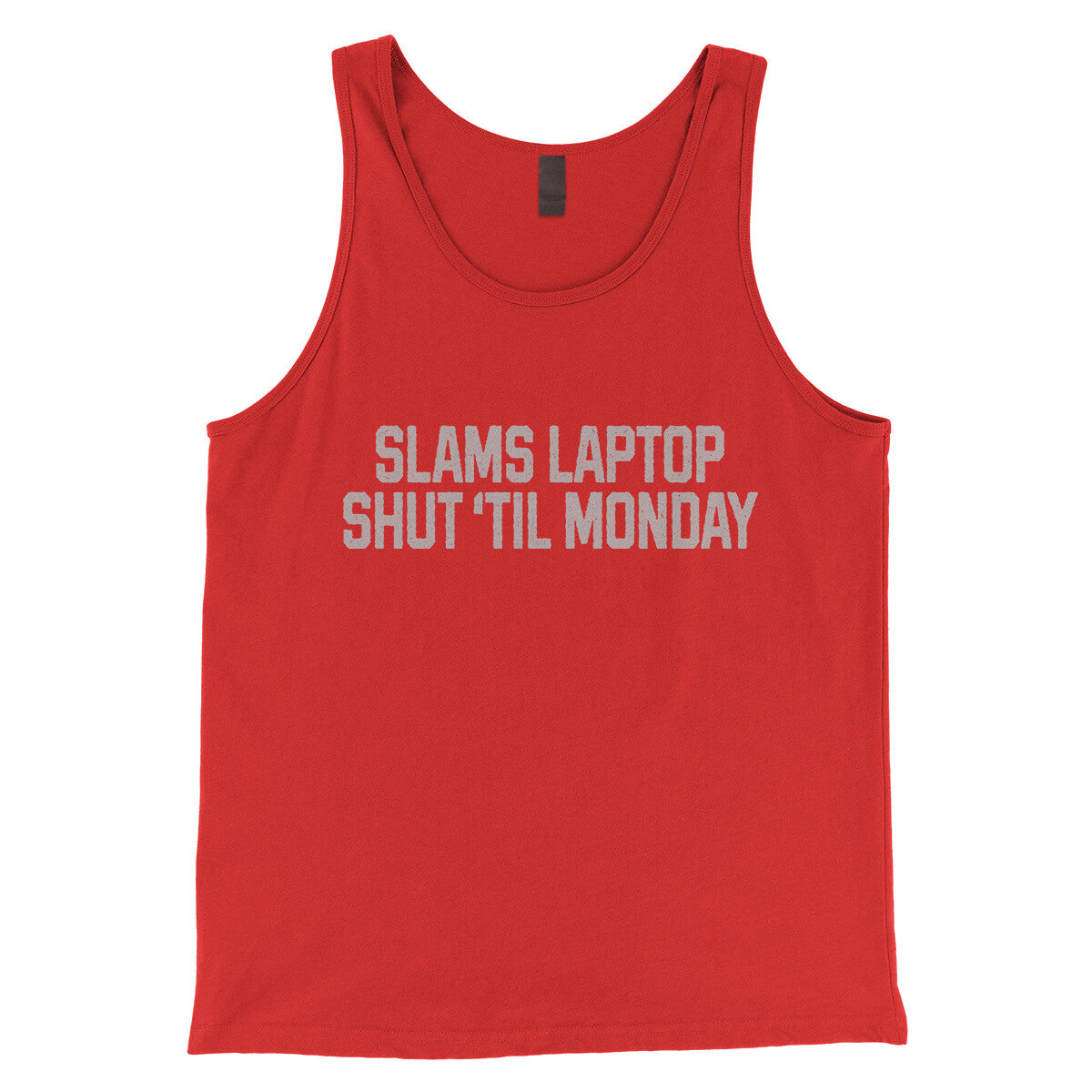 Slams Laptop Shut 'Til Monday in Red Color