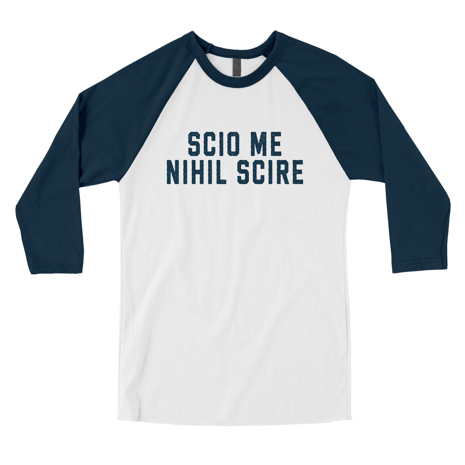 Scio Me Nihil Scire in White with Navy Color