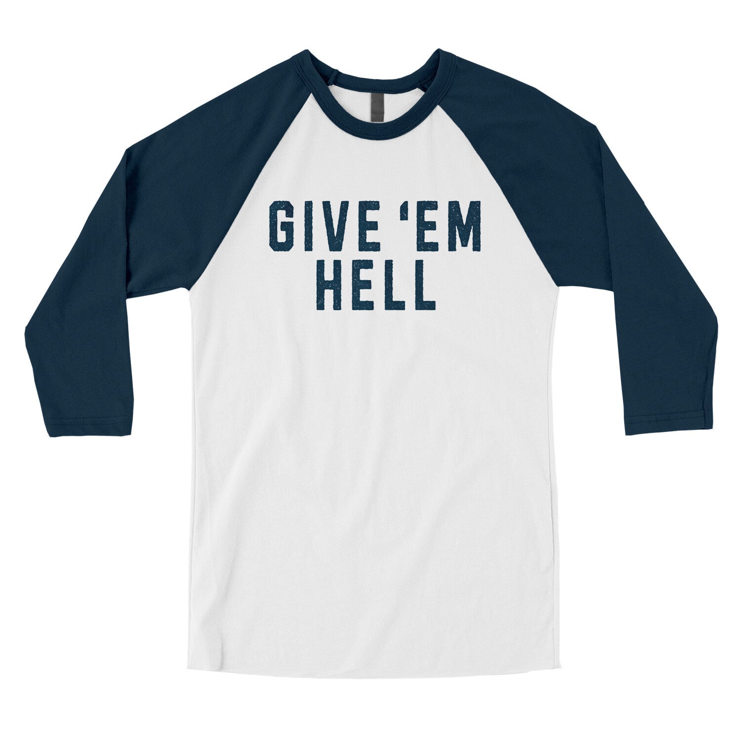 Give ‘em Hell in White with Navy Color